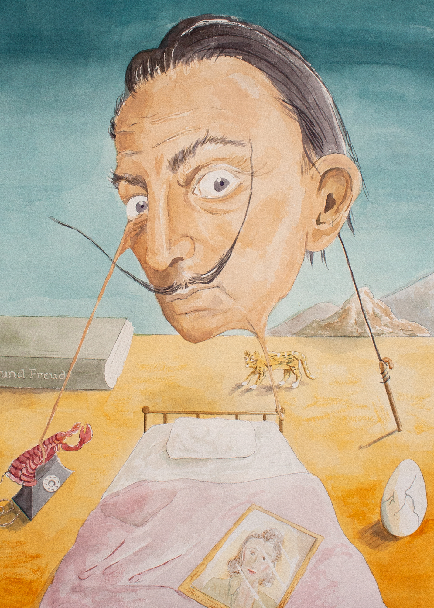 Salvador Dali watercolor portrait